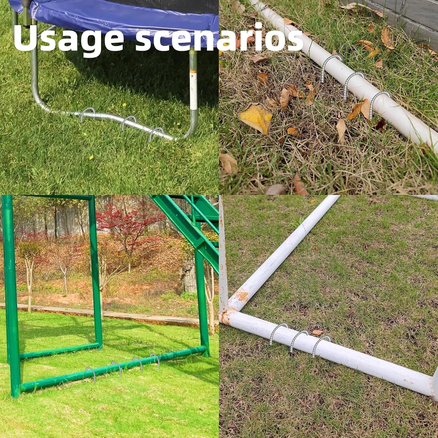 60 Pack Ground Garden Rebar Stakes Rebar 12 Inch Anti-Rust Galvanized Steel J Shape Hook Heavy Duty Ground Anchors for Tents, Position Kits,Fences, and Trampolines Landscape Fabric