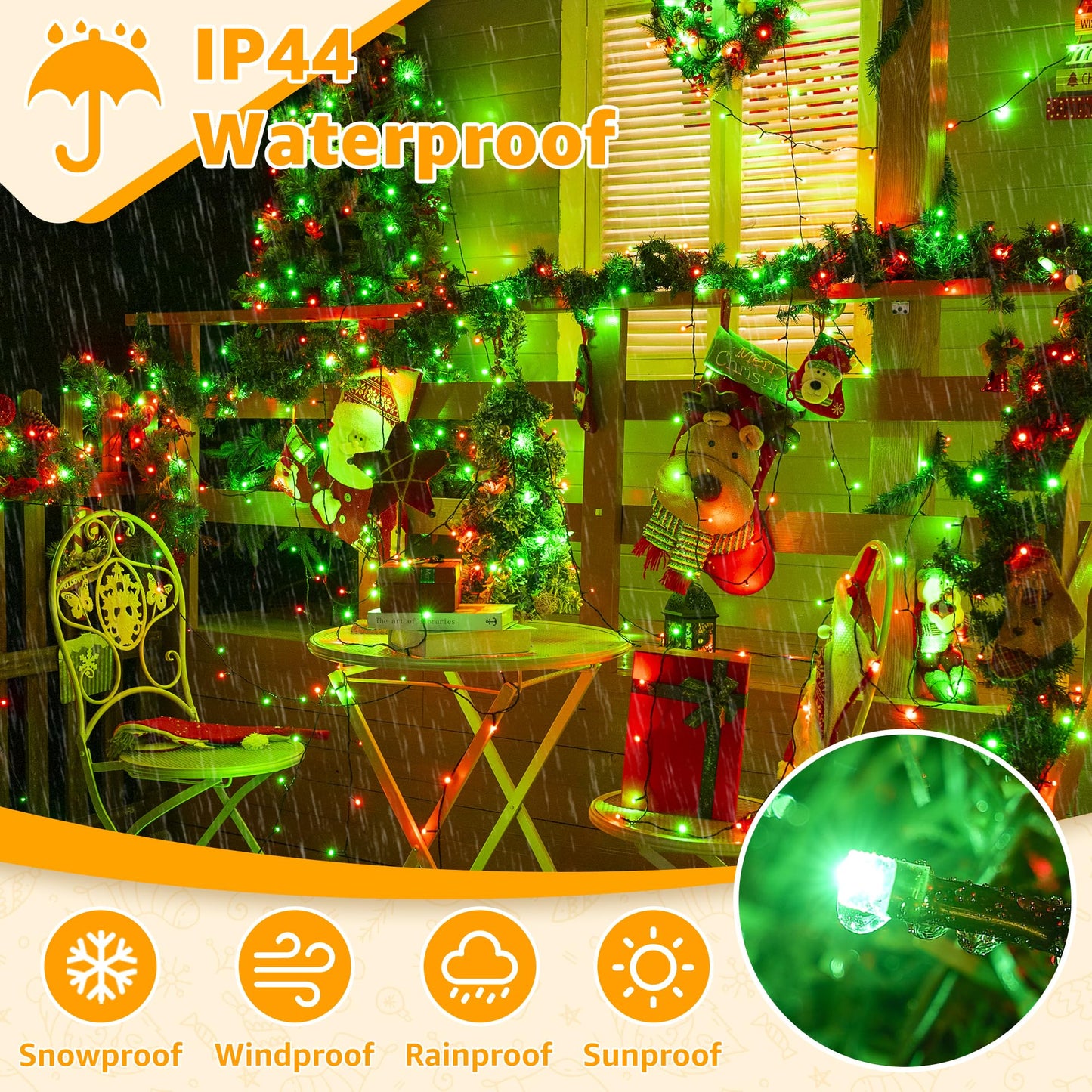 Ollny Rgb Christmas Lights, 400 Leds, 131 Ft, Green Wire, 130 Modes, Waterproof, Remote & Timer For Holiday & Year-Round Decor