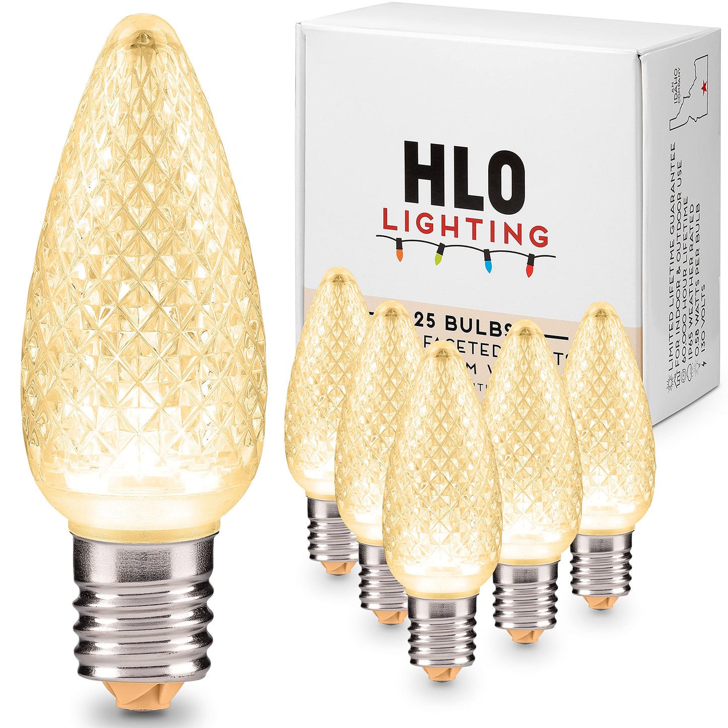 Hlo Lighting C9 Christmas Lights Set Of 25 | Sun Warm White Led Bulbs For Indoor & Outdoor Use | Durable Acrylic Replacement Bulbs