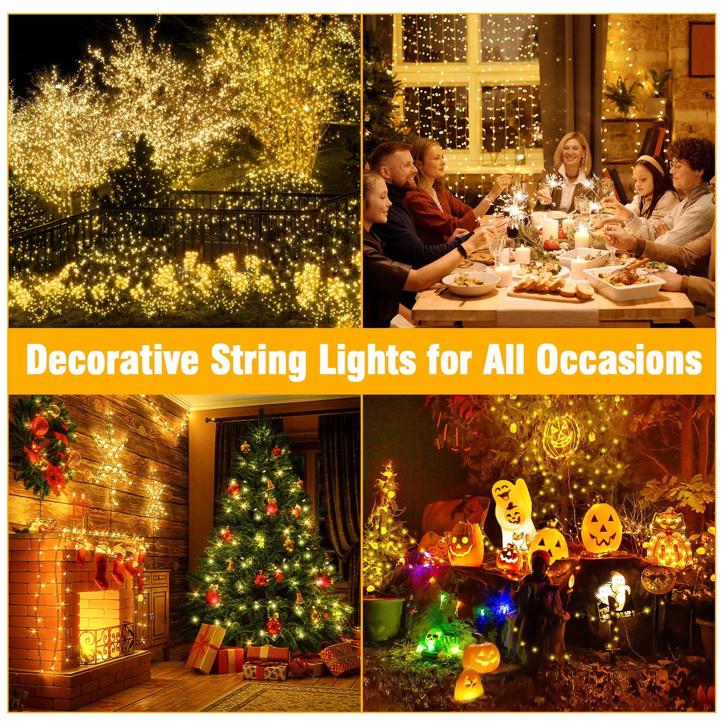 Nisocy 200 Led Christmas Connectable String Lights Outdoor Waterproof - Warm White Fairy Lights With Plug  Tree Lights For Patio  Garden  Bedroom  Wedding  Party  Decor (66Ft)