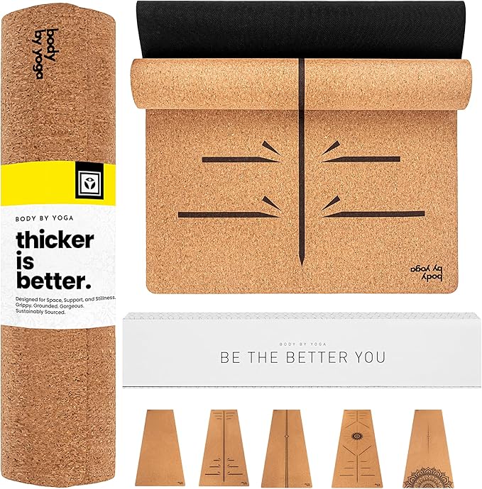 Luxury Cork Yoga Mat - Non Slip, Extra Thick Grip. Thicker, Longer, and Wider for More Comfort and Support. Tough Enough F...