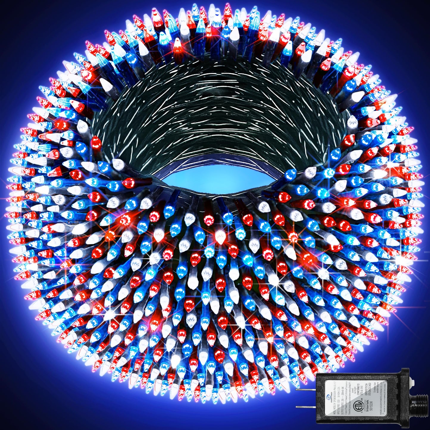 750 Led 240Ft Christmas Lights Outdoor 12 Lighting Modes Christmas String Lights With Timer  Dimmable Plug In Red White And Blue Led Stringlights Waterproof For Yard Tree Wedding Party Holiday
