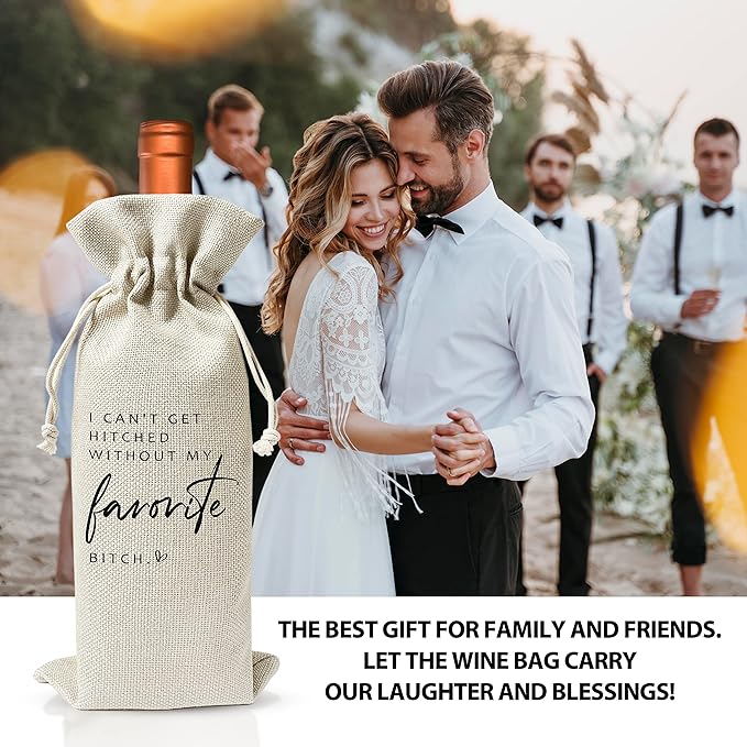 Wedding Gifts Wine Bag (1pc) - Pairs well with getting married, Engagement Gift for Couples, Gift for her, Engagement Wine Bag - Mr and Mrs Wedding Gift - Bride and Groom - Bridesmaid Gift- HiMo228