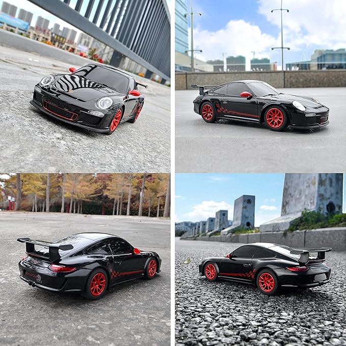 BEZGAR Porsche Remote Control Car - Officially Licensed Porsche 911 GT3 RS Toy Car 1:24 Porsche RC Car Model Vehicle Gift for Boys,Girls,Teens and Adults (39900 Black)