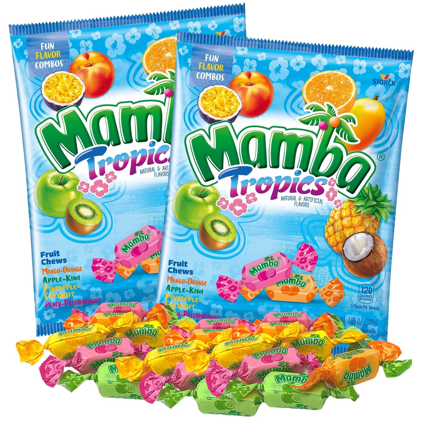 Needzo Mamba Candy Tropics Gift Set Assorted Flavored Fruit Chews, Individually Wrapped Chewy Candies Mixed Flavors Assortment B