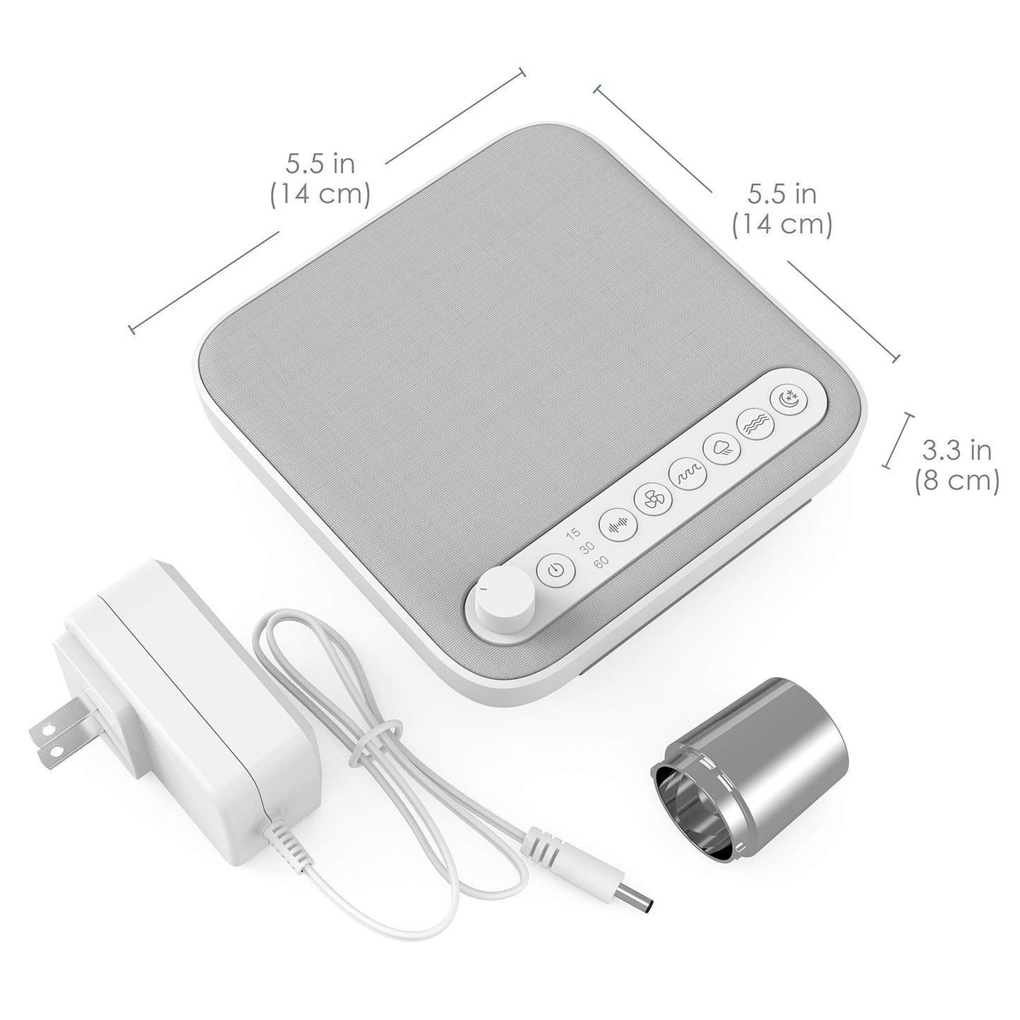 Pure Enrichment Wave Premium Sleep Sound Machine with USB Charger - Seamless Looping with 6 Soothing All-Natural Sounds, & Auto-Off Timer - Easily Portable for Travel (White) Patented Design