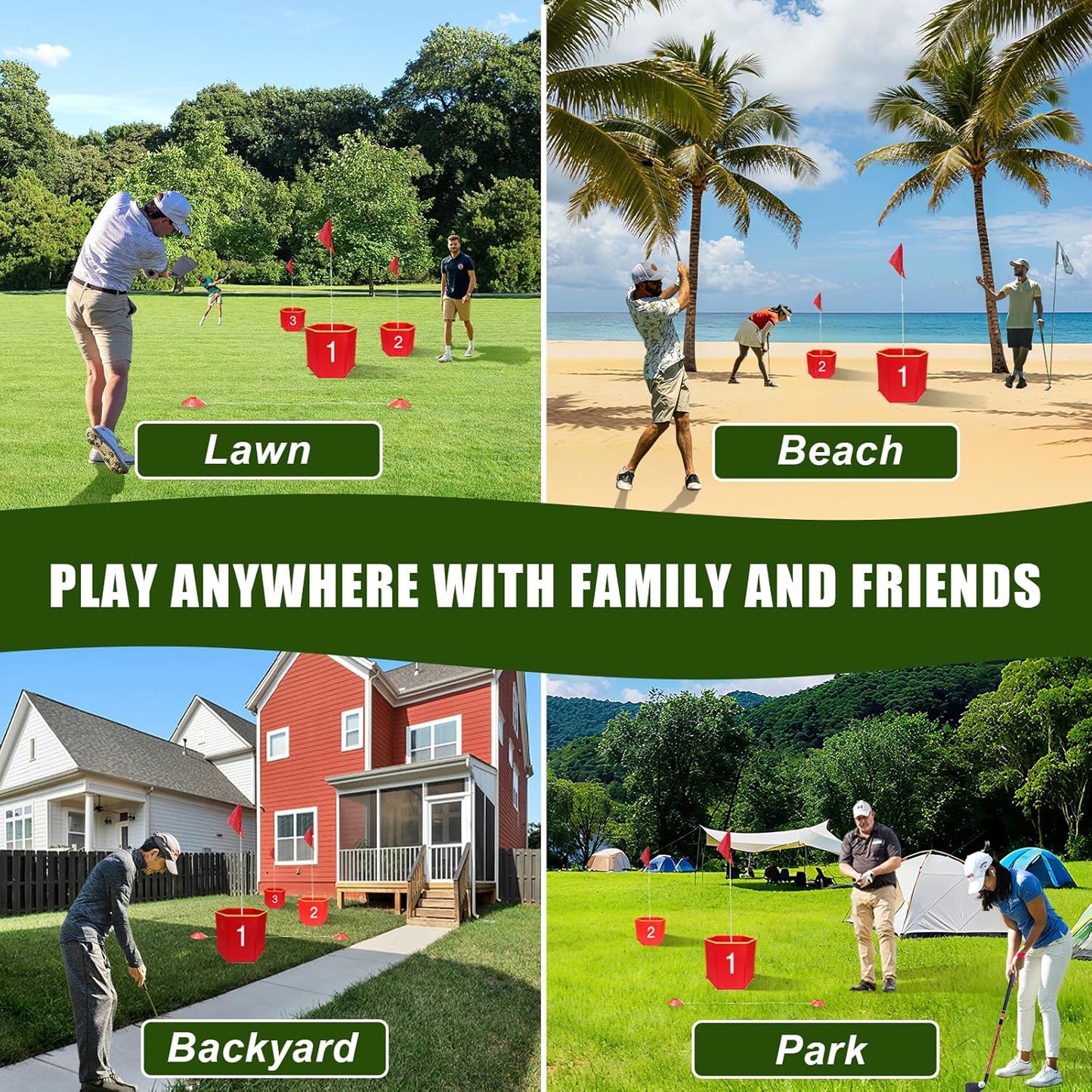 Backyard Golf Game,6pcs Golf Yard Game with 2 Adjustable Clubs, Suitable for Lawns,Outdoors,Parks and Beaches