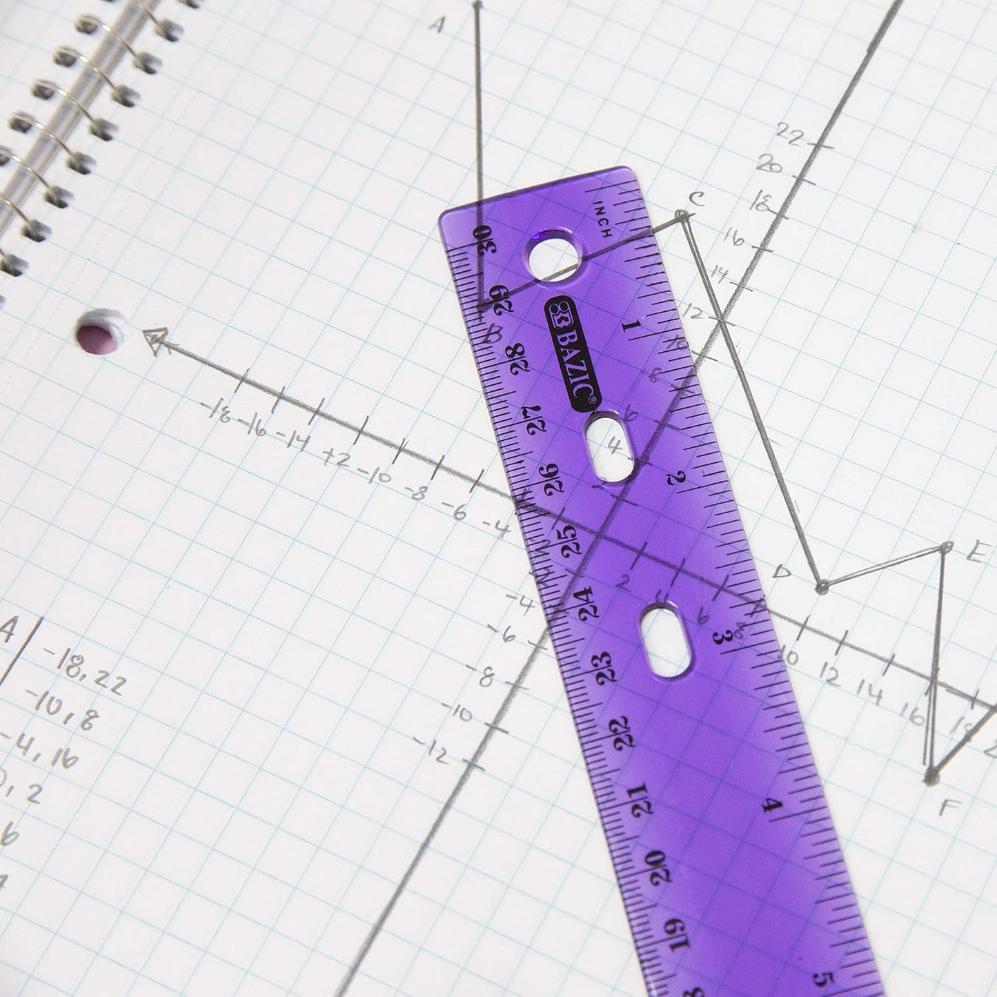 BAZIC Products Jeweltones Color Plastic Ruler 12" (30cm), Inches Centimeter Metric Measuring Drafting Rulers, for Students School Supplies (4/Pack), 1-Pack