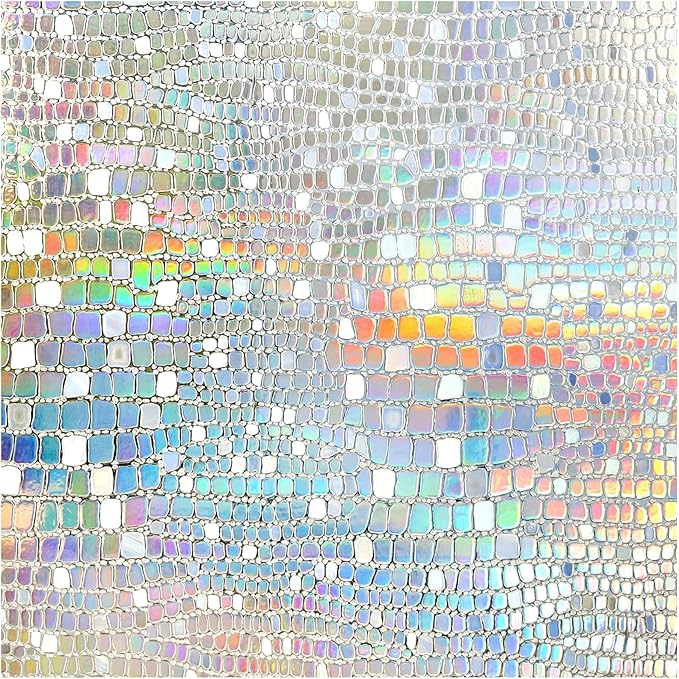 rabbitgoo Window Privacy Film Rainbow Window Film, Mosaic Decorative Stained Glass Cling, Removable Static Cling Tint UV Blocking, Non-Adhesive Privacy Covering, 23.6 x 118.1 inches