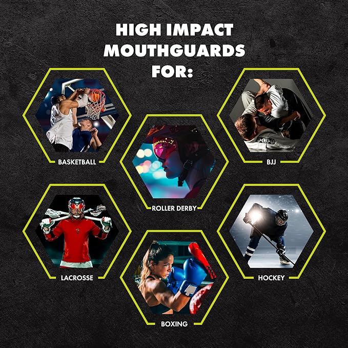 DAMAGE CONTROL High-Impact Mouth Guard – Sports Mouthguard for Boxing, Football, Hockey, Lacrosse & Basketball, Protects Teeth & Jaw, Protective Mouthpiece for Adults & Youth (Adult, DC Green 2.0)