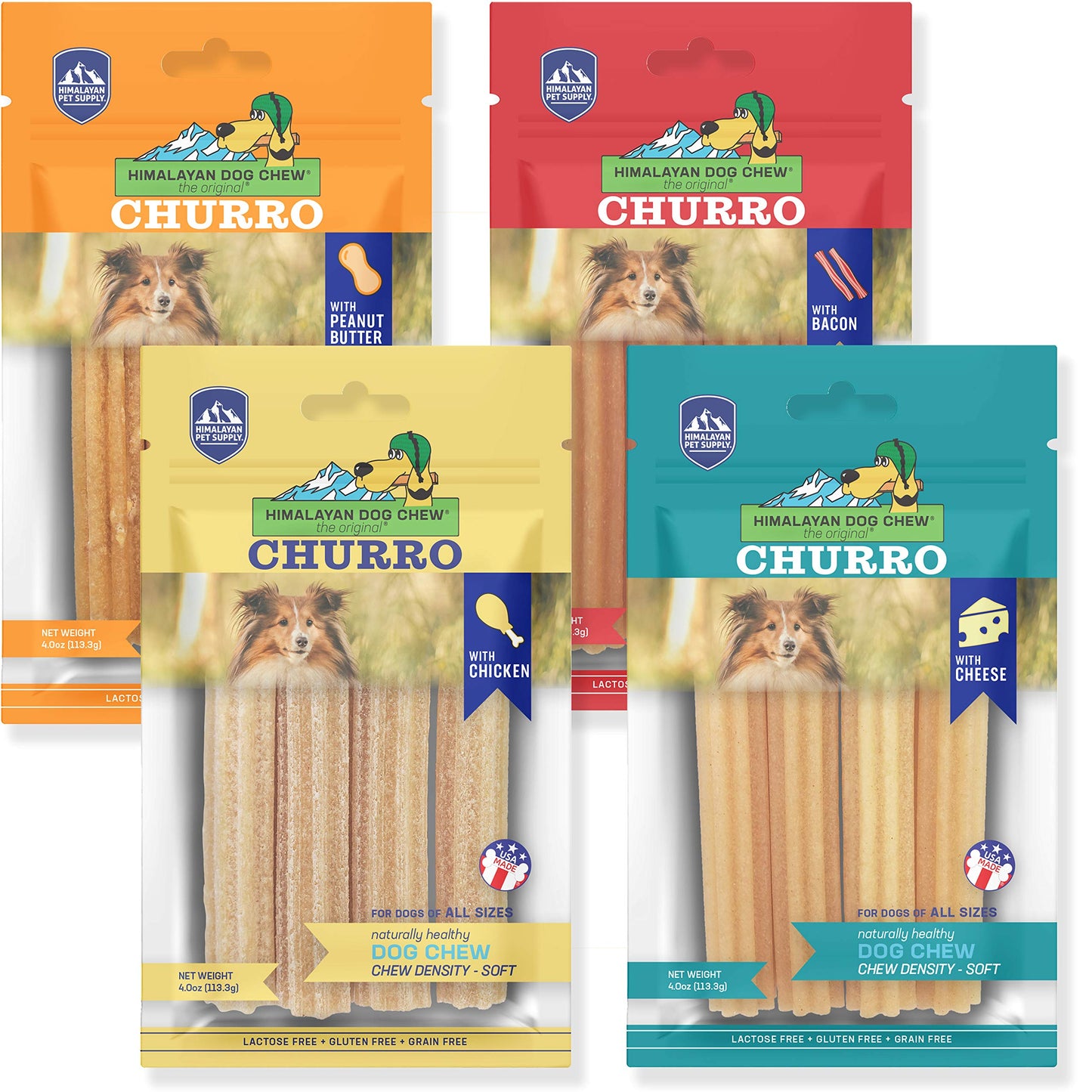 yakyCHURRO Himalayan Cheese Treats | Lactose Free - Gluten Free - Wheat Free -Soy Free| USA Made | All Flavors - Cheese-Chicken-