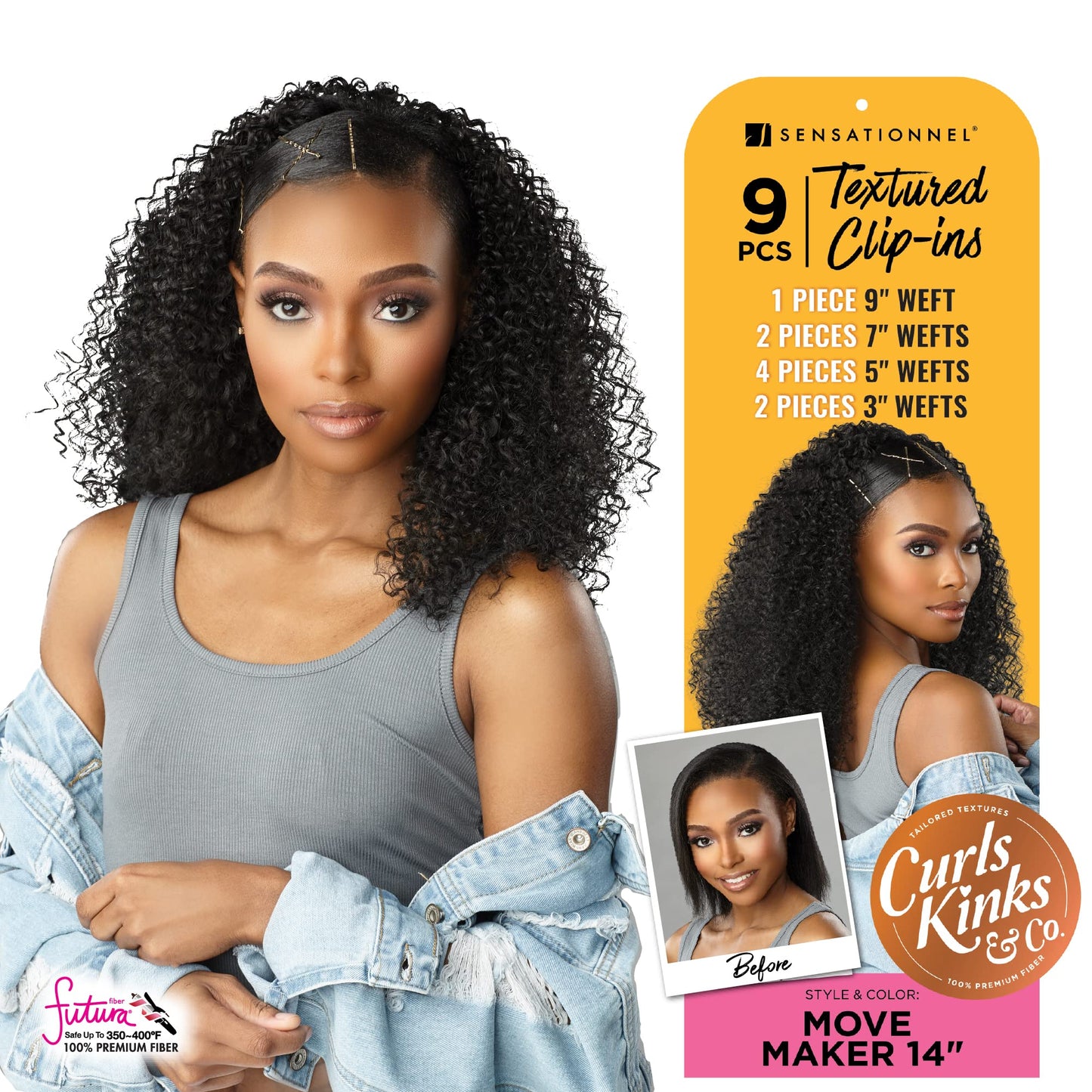 Sensationnel Curls Kinks & Co Textured Clip-In - MOVE MAKER 14 (Color:2 Dark Brown)
