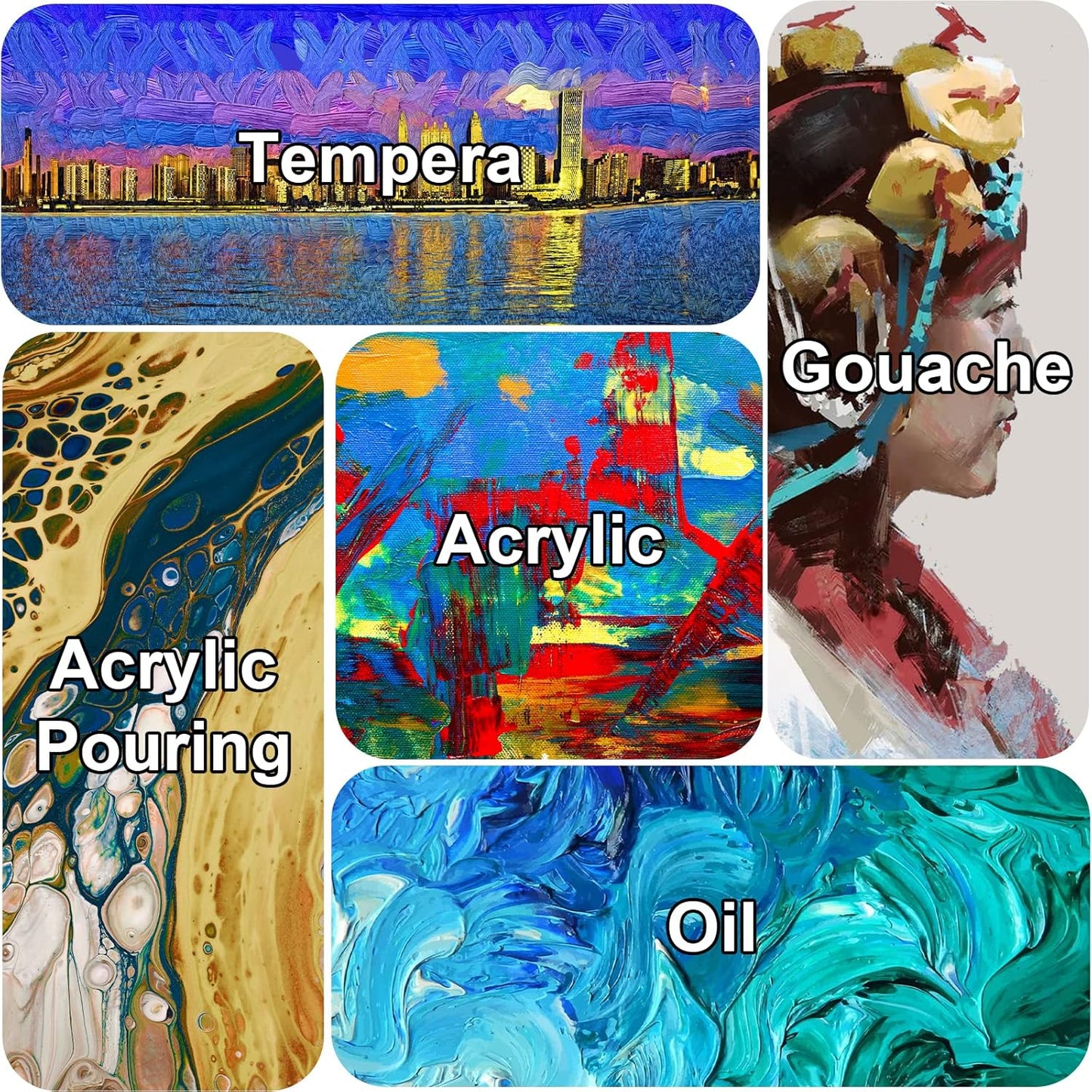 Gallery Wrapped Large Stretched Canvases for Painting 36x48 Inch 1-Pack, 16 oz Triple Primed Acid-Free 100% Cotton Blank Canvas, Spline Large Canvas for Oil Paint Acrylics Pouring & Wet Art Media