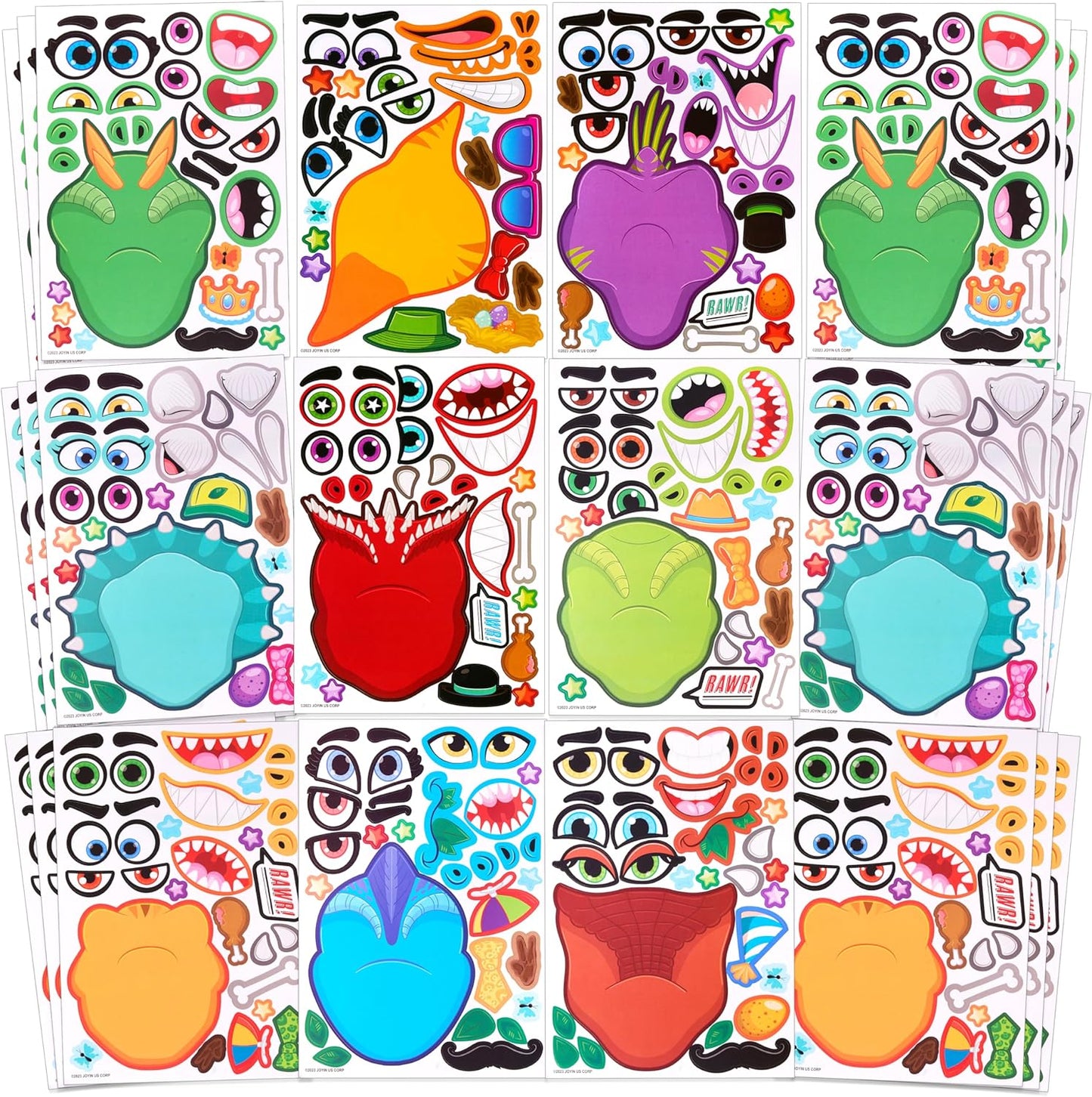JOYIN 36PCS 9.8"x6.7" Make a face Stickers for Kids, Make Your Own Dinosaur Stickers, Animal Party Favors Kids Crafts, Goodie Bags Stuffers, Classroom Rewards