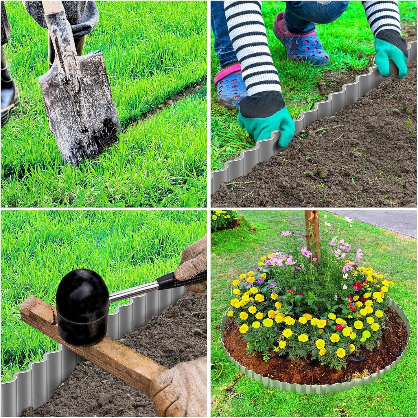 LAVEVE Corrugated Metal Garden Edging 3" x 100Ft, Landscape Edging Border for Lawn, Flower Bed, Garden Fence, Paver Edging (Silver)