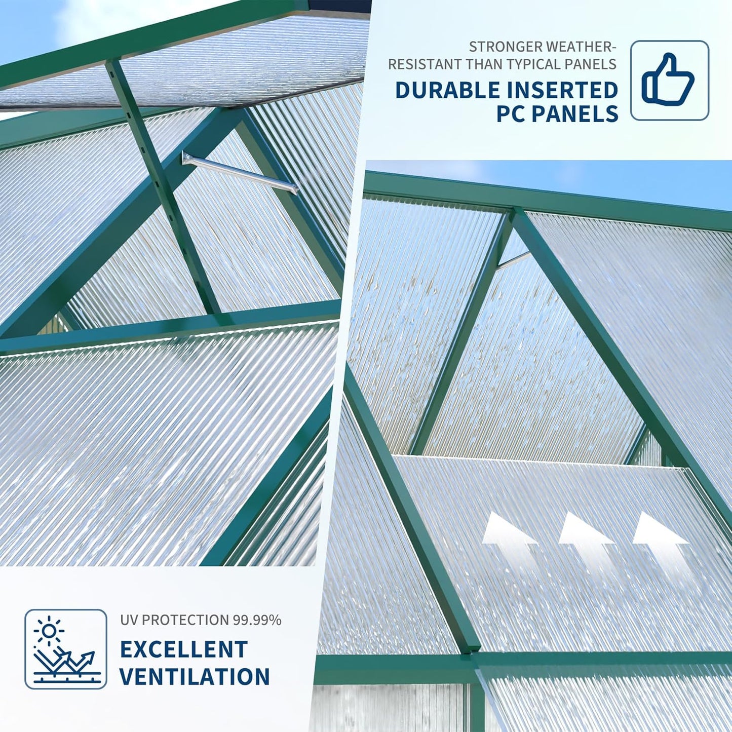 8'X12' Aluminum-Framed Polycarbonate Greenhouse, Heavy Duty Polycarbonate Greenhouse with Quick Setup Structure and Roof Vent, Large Enhanced Aluminum Greenhouses Kit for Outdoors