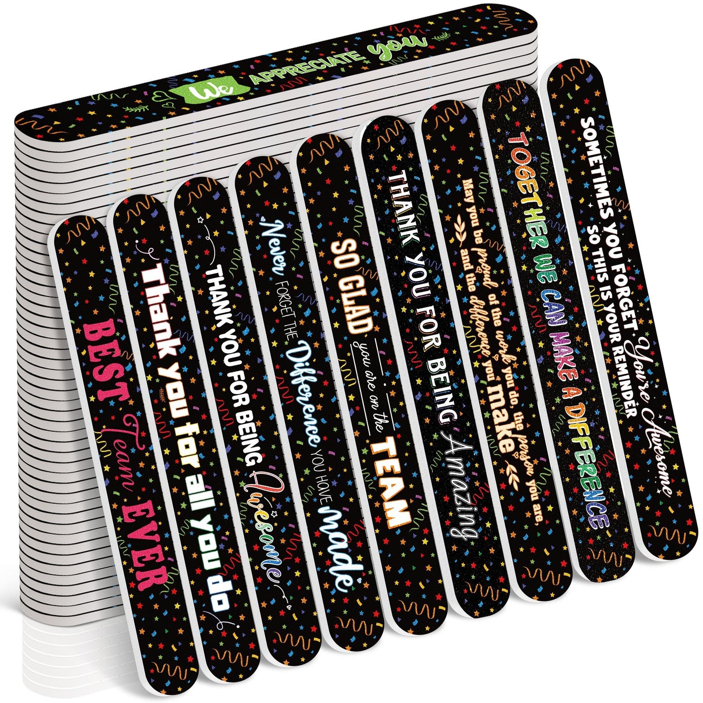 Lanties 50 Pack Employee Staff Appreciation Gifts Bulk Team Black Nail Files Emery Boards Thank You Gifts for Employee Coworkers