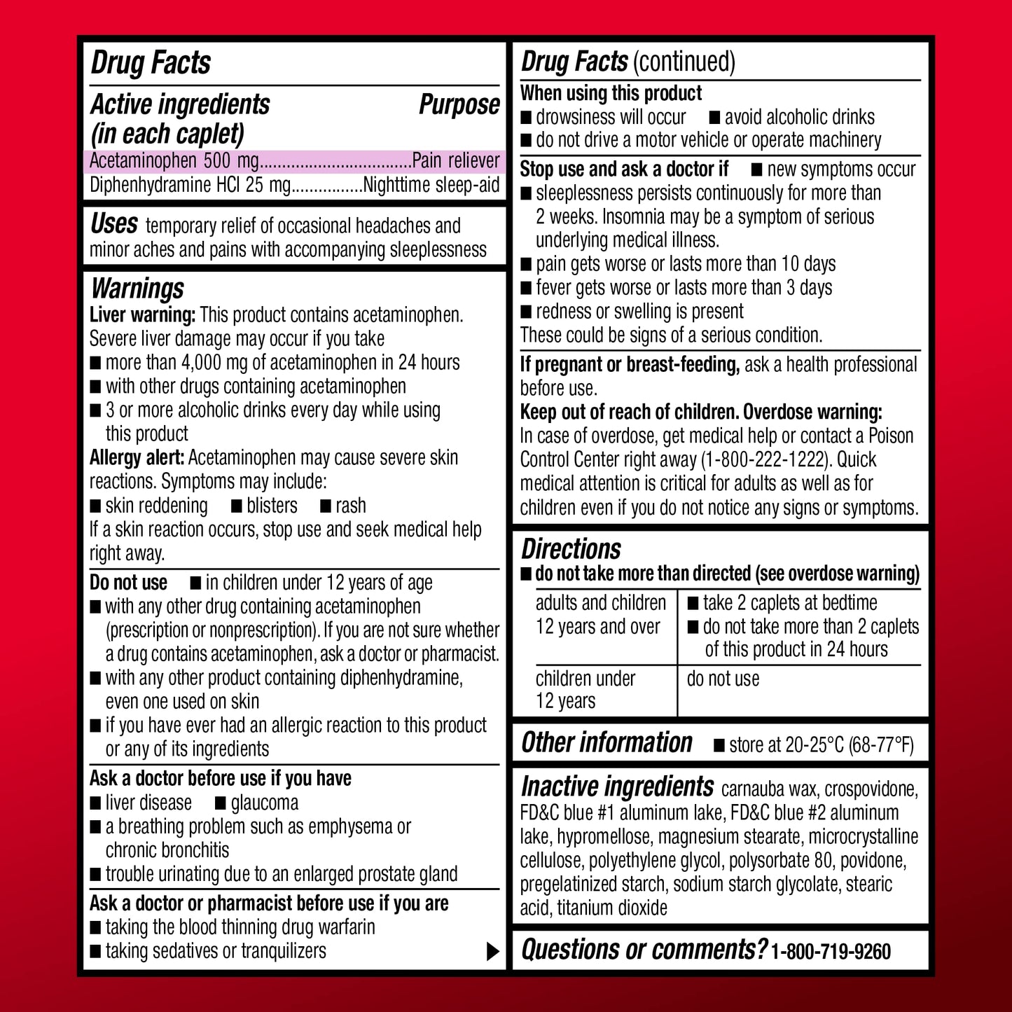 Amazon Basic Care Acetaminophen PM Caplets, Pain Reliever Plus Nighttime Sleep Aid, Extra Strength, Helps Occasional Minor Aches, Pains and Headache Relief, 100 Count, Packaging May Vary (Pack of 3)