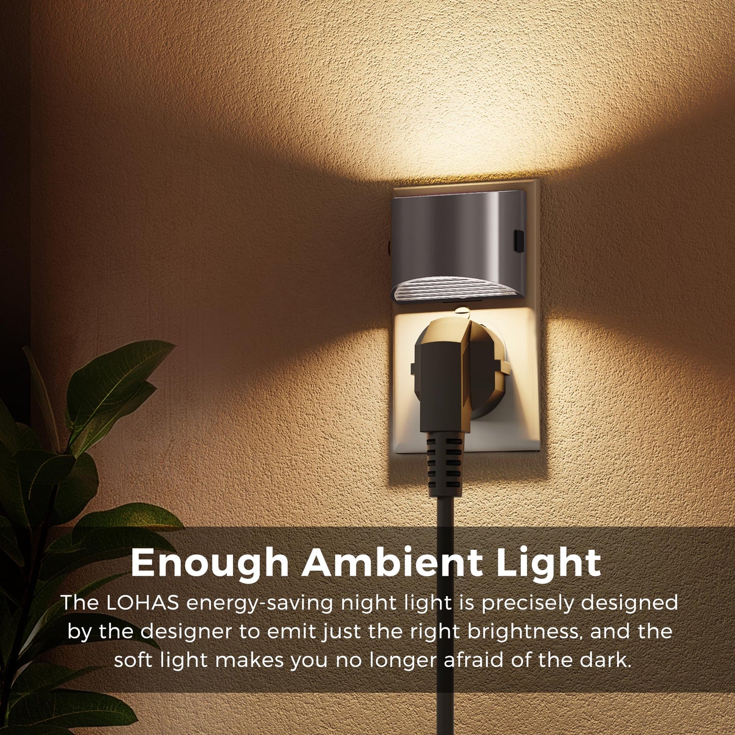 L Lohas Led Night Lights Plug Into Wall  Dimmable Night Light With 3 Level Brightness  3000K Soft White  2 Pack  Grey