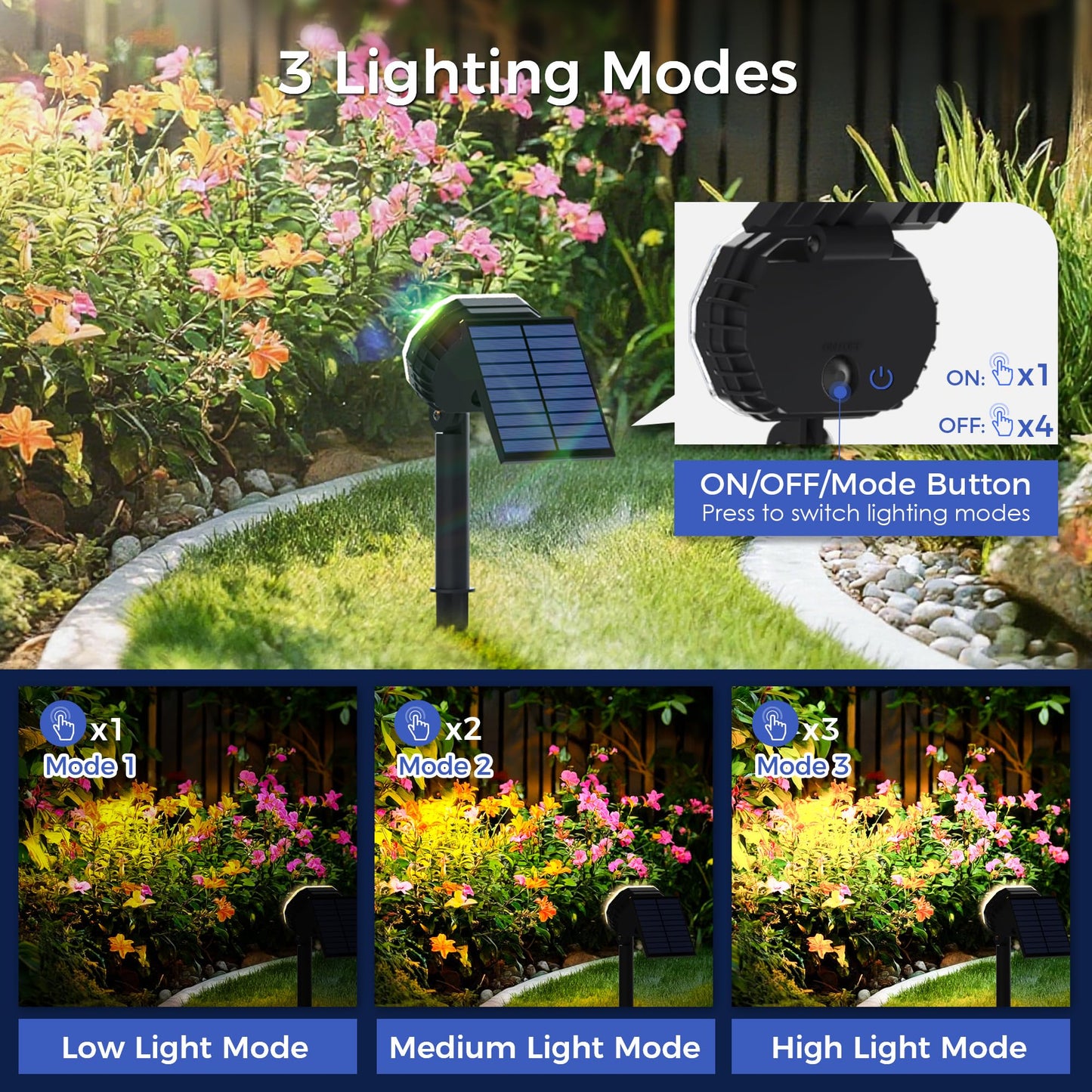 Solar Spot Lights Outdoor Waterproof Ip65  3 Modes Solar Lights Outdoor 35 Led Landscape Lighting  Spot Uplights For Garden Patio Yard Walkway Driveway House Backyard  4 Pack Warm White(3000K)