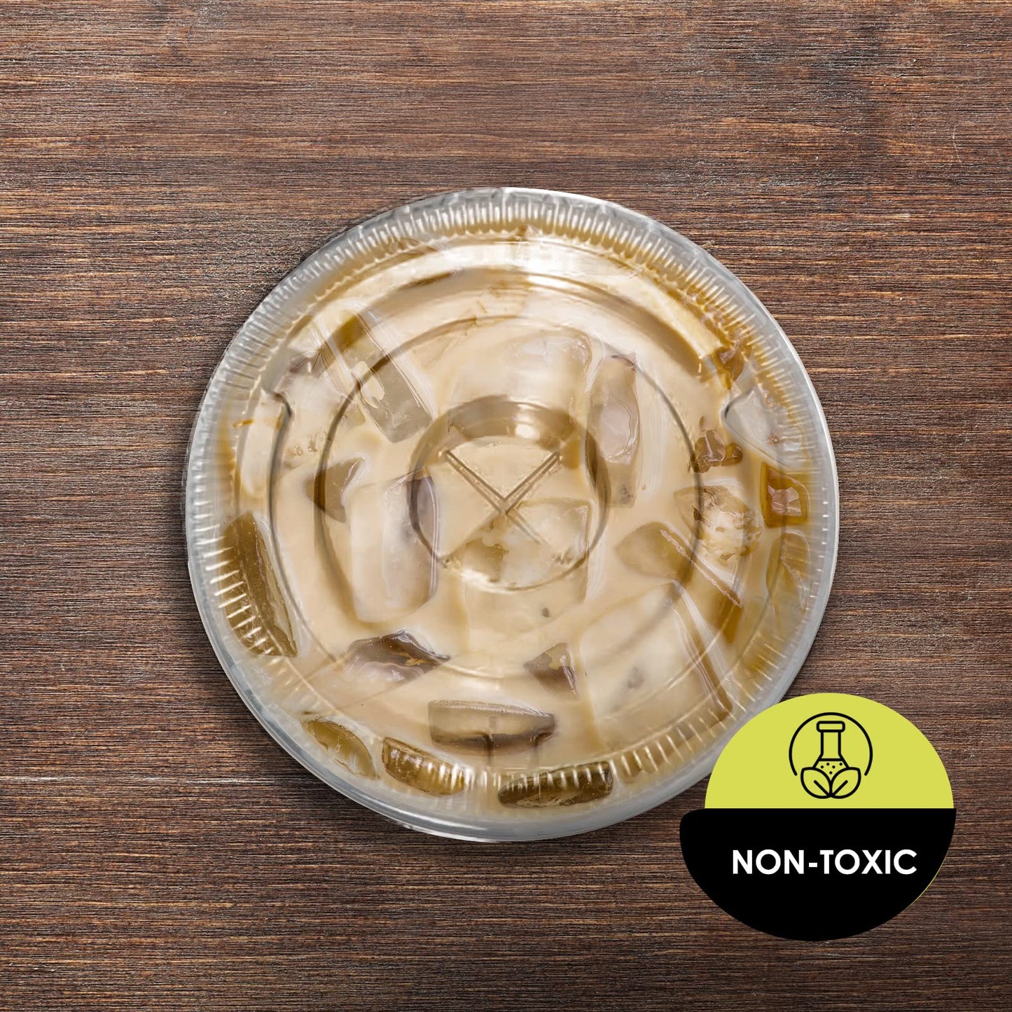 PAMI Clear Plastic Flat Lids with Straw Slot for 16 Oz Cups [Pack of 100] Fits 16, 20, 24 Oz Cups Disposable Leakproof Bpa- Pet Lids