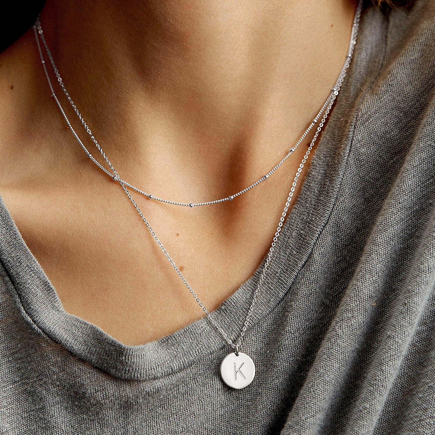 Vjoypro Dainty Silver Necklace for Women - Initial G Necklaces, Layered Y-Necklaces for Women, Silver Jewelry, Layering Necklace