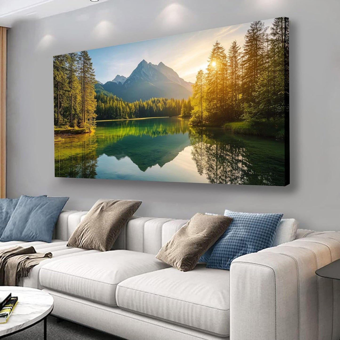 Yuaxker Tree Pictures Wall Decor Green Wall Art Natural Landscape Painting Modern Aesthetic Artwork for Living Room Bedroom Dining Room Office Home Decor 20x40inch