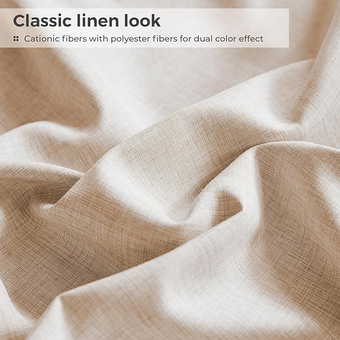 Twin Sheets Brown, Ultral Soft Cationic Linen Look Sheets, Luxury Cooling Cozy Bed Sheet Set with Non-Slip Fitted Sheet
