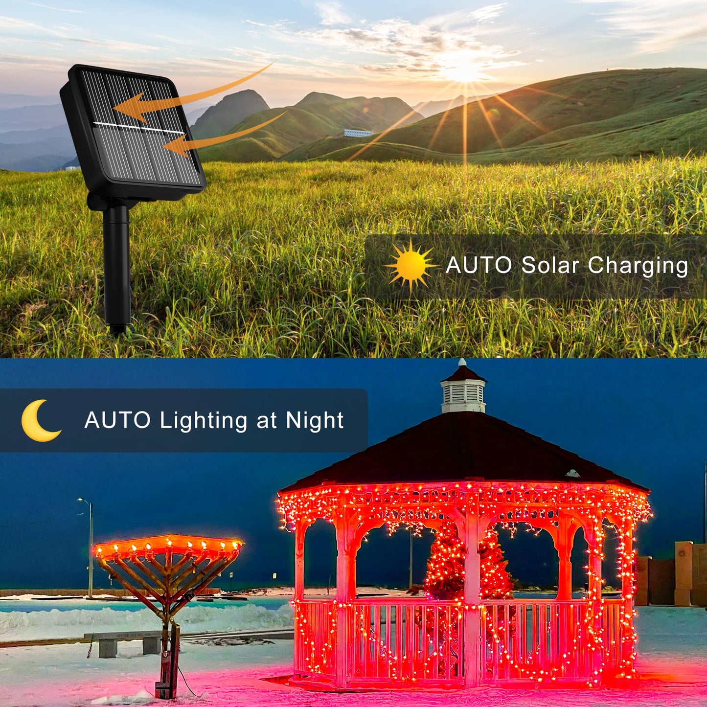 Solar String Lights For Outside  39Ft 100 Led Solar String Lights Outdoor With 8 Modes Solar Lights For Outside Waterproof For Yard  Fence Balcony  Party Christmas Tree Decorations (Red)