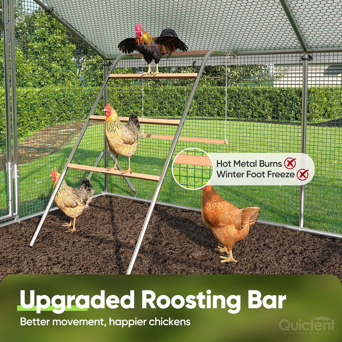 Quictent Advanced Series 12x9 ft Metal Chicken Coop Run with Climbing Ladder, Large Walk-in Outdoor Poultry Cage Heavy Duty Predator Proof Hen Duck Rabbit Farm Pen House, Waterproof Anti-UV Cover
