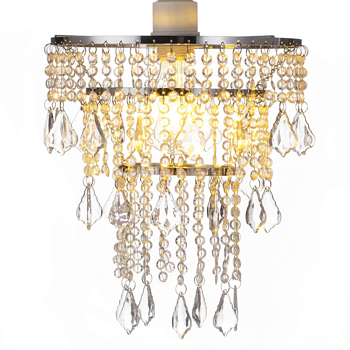 Sunli House Acrylic Chandelier Pendant Light Mini Crystal Beaded Ceiling Fixture 8.7in x 11.4in  Silver Model 43238-72124