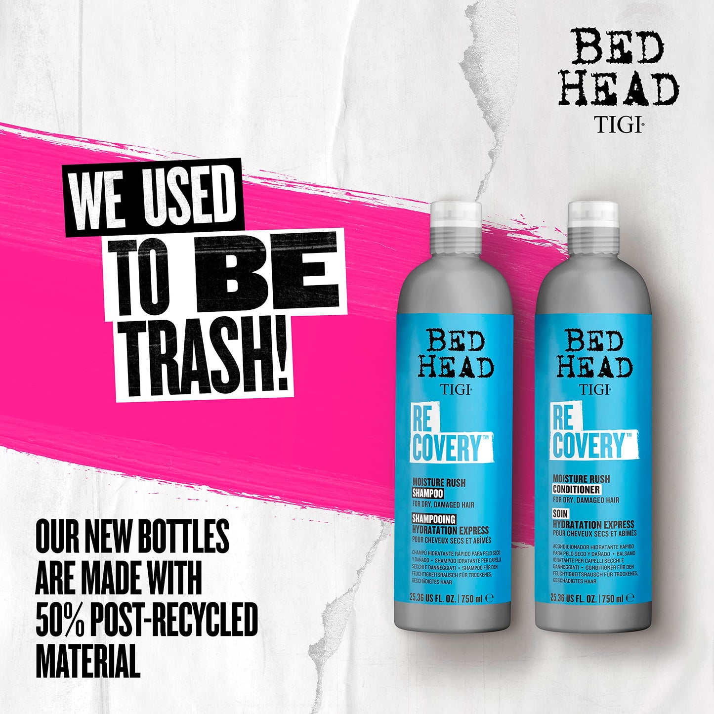 Bed Head by TIGI Recovery Moisturizing Shampoo and Conditioner Set for Dry Hair, with Prickly Pear Cactus Extract, 25.36 fl oz,
