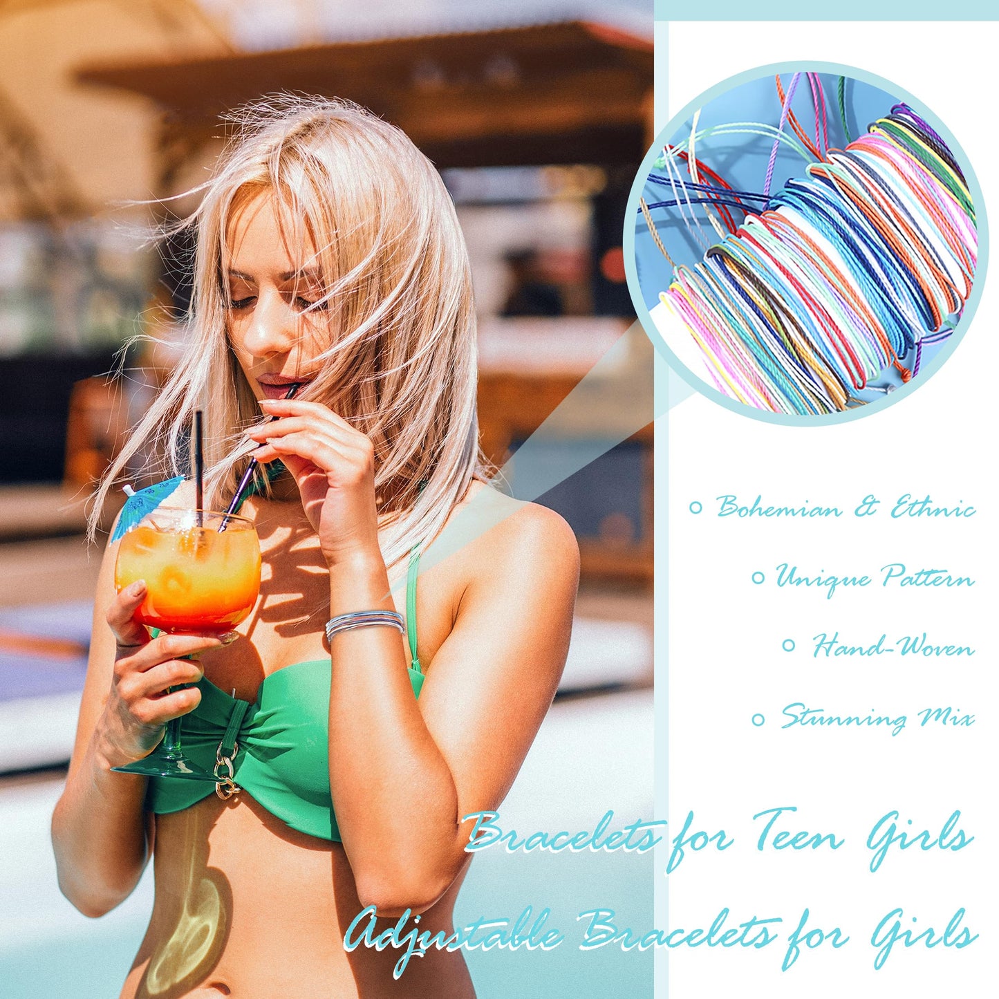Long tiantian Friendship Bracelets for Women Gifts Trendy Stuff String Bracelets Waterproof Summer Bracelets Outfits Adjustable
