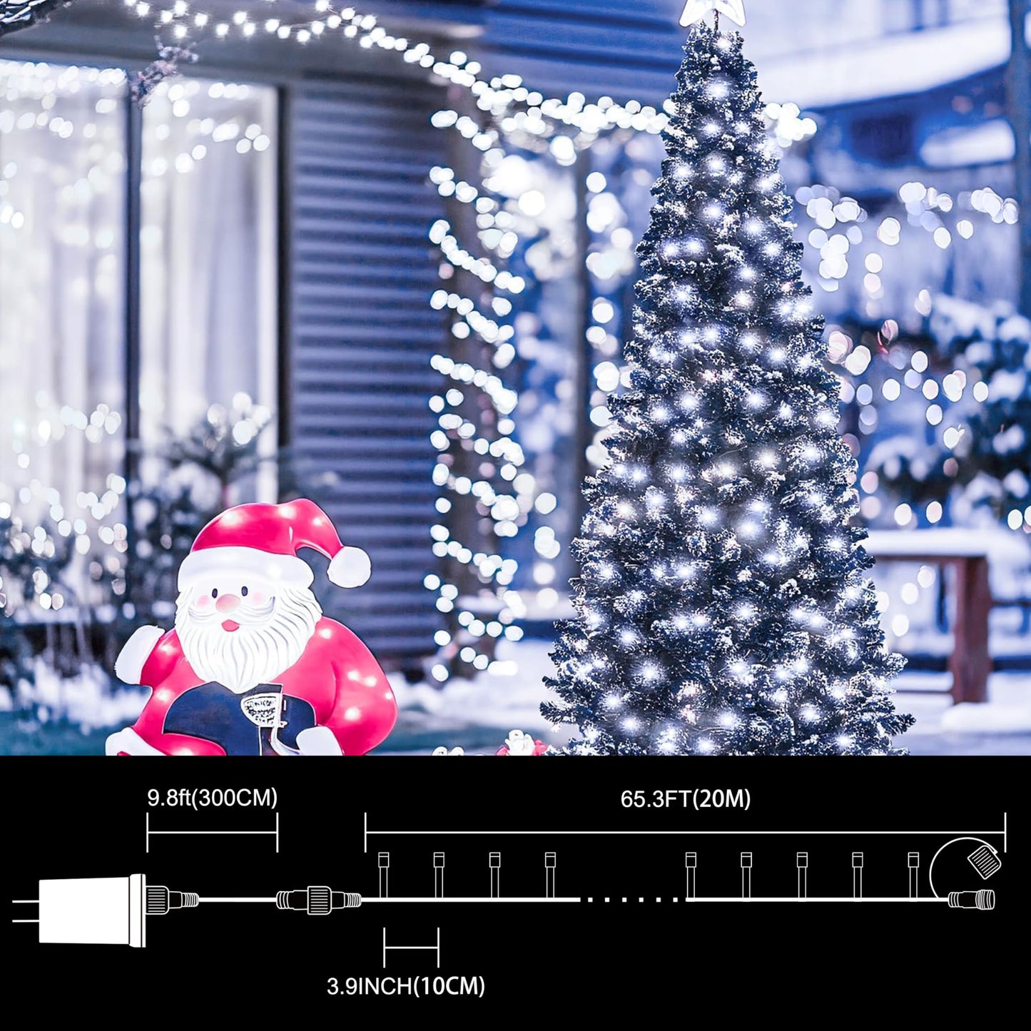 Lamphome 66Ft Christmas Decorative Mini Lights 200 Led Transparent Wire Fairy Starry String Lights Plug In  11 Lighting Modes  For Indoor Outdoor Xmas Tree Wedding Party Decoration (White)