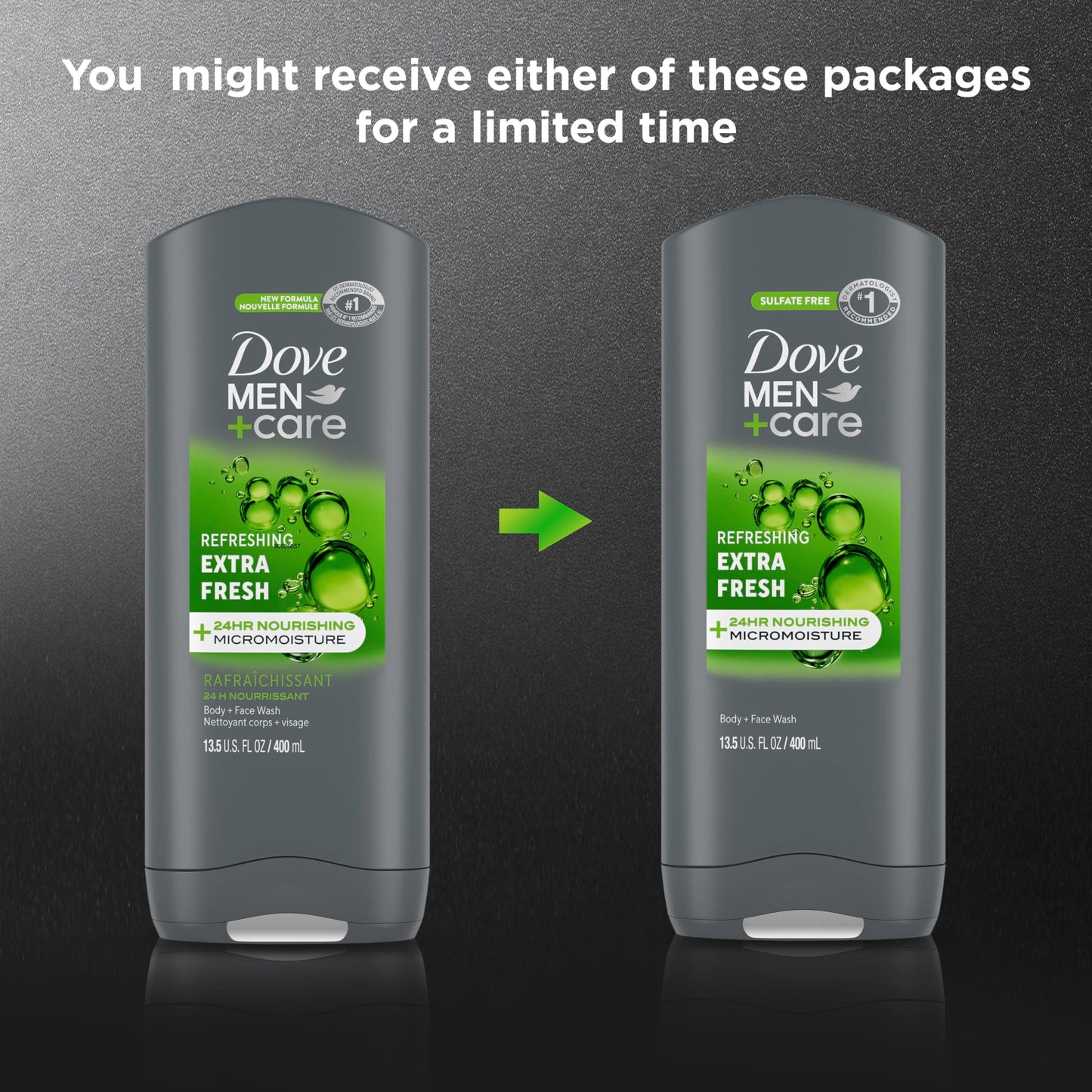 Dove Men+Care Body and Face Wash Refreshing Extra Fresh Body Wash for Men with 24-Hour Nourishing Micromoisture Technology 13.5