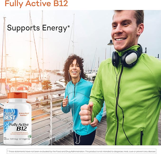 Doctor's BEST Fully Active B12 1500 mcg, Non-GMO, Vegan, Gluten Free, Supports Healthy Memory, Mood and Circulation, 60 Count (Pack of 2)