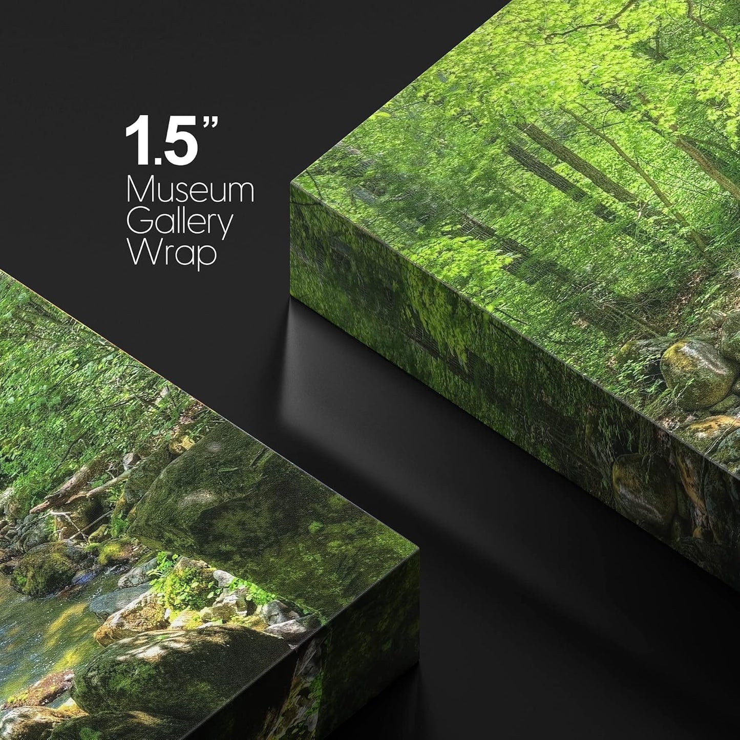 wall26 Canvas Print Wall Art River Through The Green Forest Nature Wilderness Photography Modern Art Rustic Scenic for Living Room, Bedroom, Office - 32"x48"