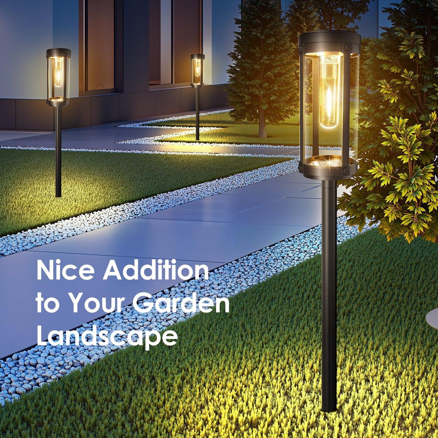 Bright Solar Pathway Lights Outdoor  2 Pack Upgraded Solar Powered Garden Lights Waterproof  Auto On/Off Solar Yard Light For Lawn Patio Walkway Driveway Landscape Lighting Decor (Warm White  2 Pack)