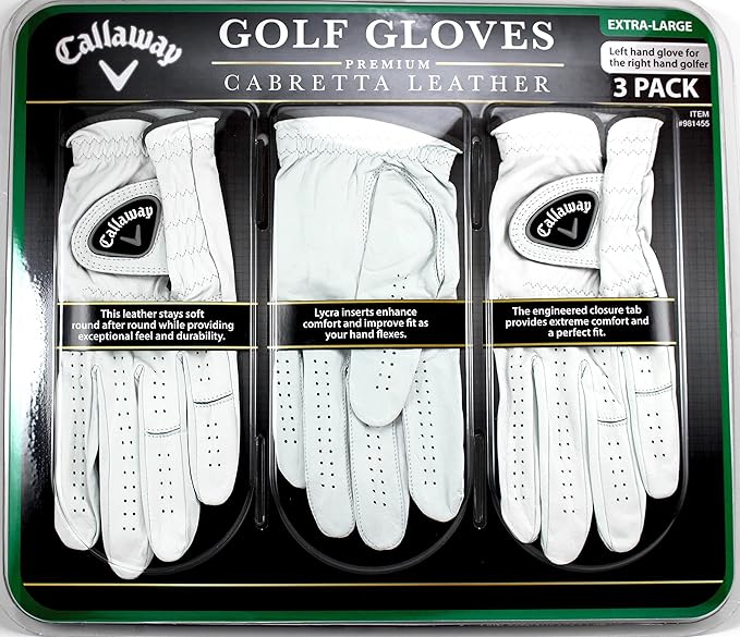 Callaway Golf Gloves Medium 3-Pack Cabretta Leather