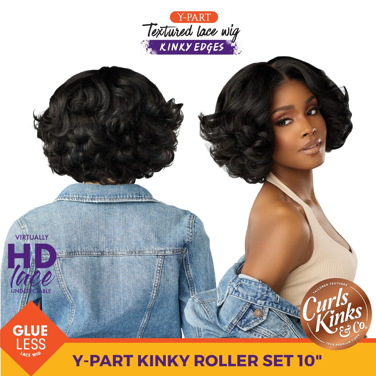 Sensationnel Curls Kinksandco Kinkyedges Wig - Kinky Roller Set 10 Inch Y Part Lace Natural Kinkytexture Edged Hairline for Natu