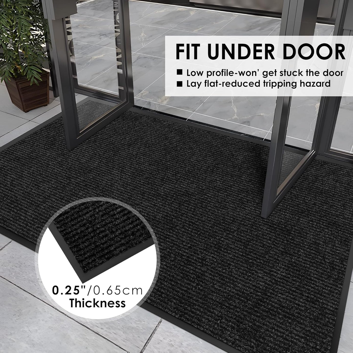 4′ x 59′ Front Door Mat Indoor Outdoor Entrance, Commercial Floor Mat Heavy Duty Dirt Trapper Entryway Doormat, Custom Size Non Slip Rubber Backing Welcome mat, Door Mat for High Traffic Area