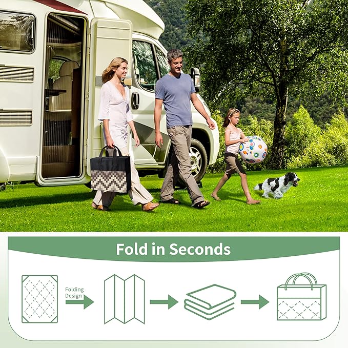 GENIMO Outdoor Rug Waterproof 6x9 ft, Lightweight Plastic Straw Rugs, Outside Reversible Area Mat Carpet for Patio, Camping, RV, Deck, Balcony, Porch, Backyard, Coffee & Beige