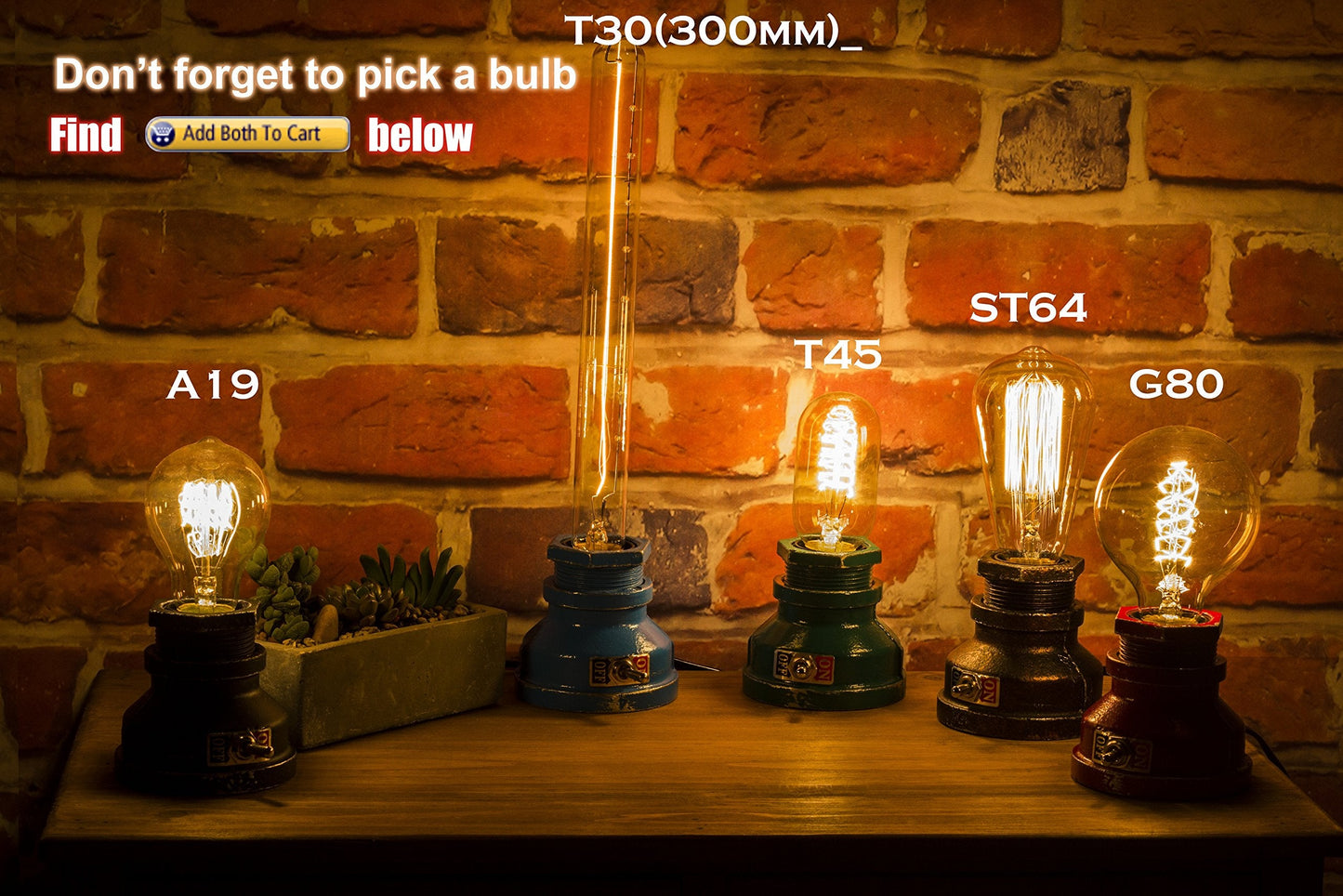 Y-Nut Loft Style Lamp, Steampunk Industrial Design, Dimmable, Metal, Green, Model QTF-T01-GRN