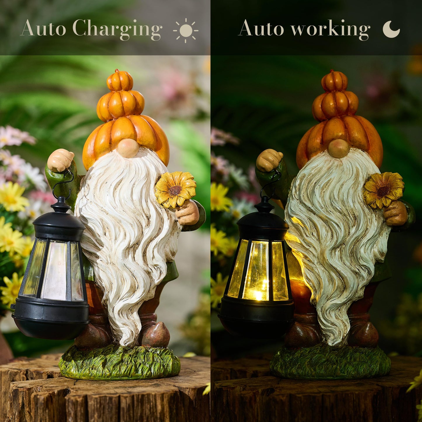 TeresaS Collections Fall Decor  Pumpkin Gnomes Decoration  Autumn Gnome Holding Lantern With Solar Lights  Waterproof Fall Gnomes Resin Outdoor Fall Decor  Fall Gift Outdoor/Indoor
