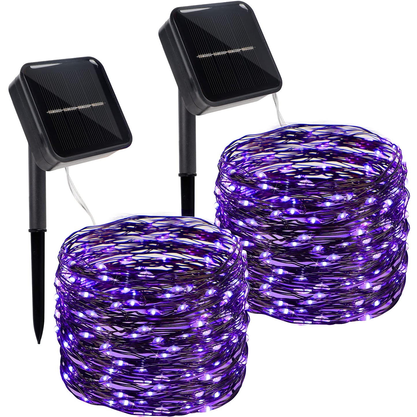 Twinkle Star Outdoor Solar String Lights, 39.4 FT, 120 LED, 8 Modes, Waterproof, Purple, 2 Pack