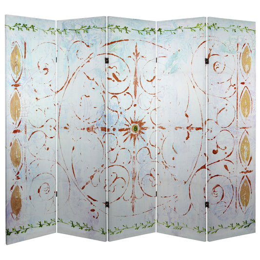 Red Lantern 5 ft. Tall Winter's Peace Canvas Room Divider 5 Panel Freestanding Folding Privacy Screen, Partition, and Separator for Modern and Contemporary Bedroom, Home Office, Studio, Dorm
