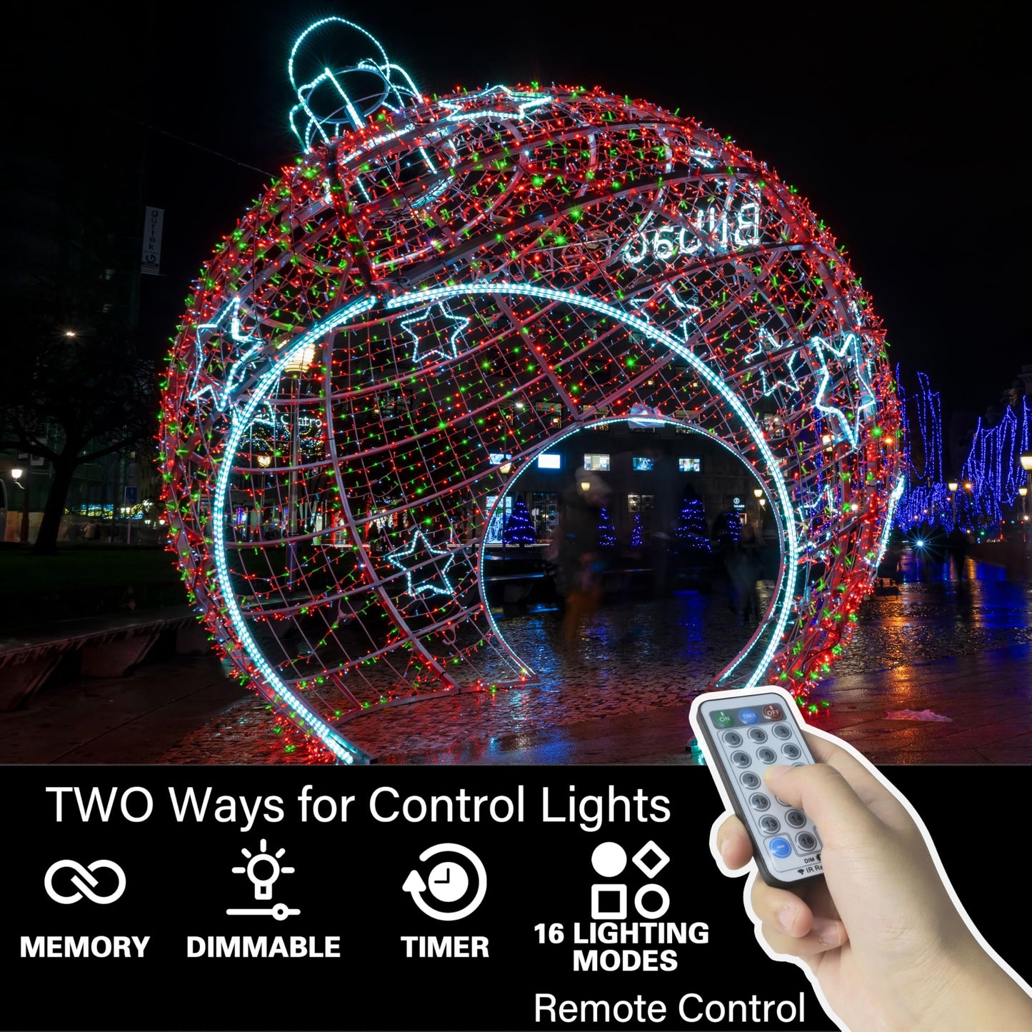 Lamphome 33Ft Christmas Decorative Mini Lights  100 Led Transparent Wire Fairy Starry String Lights Plug In  16 Lighting Modes  For Indoor Outdoor Xmas Tree Wedding Party Decoration (Red+Green)