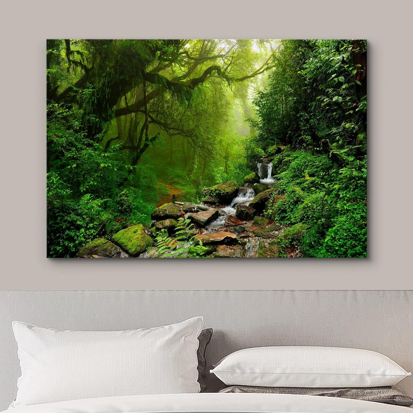 wall26 Canvas Print Wall Art Nepal Green Forest & Waterfall Nature Wilderness Photography Modern Art Rustic Scenic Colorful Multicolor for Living Room, Bedroom, Office - 12"x18"