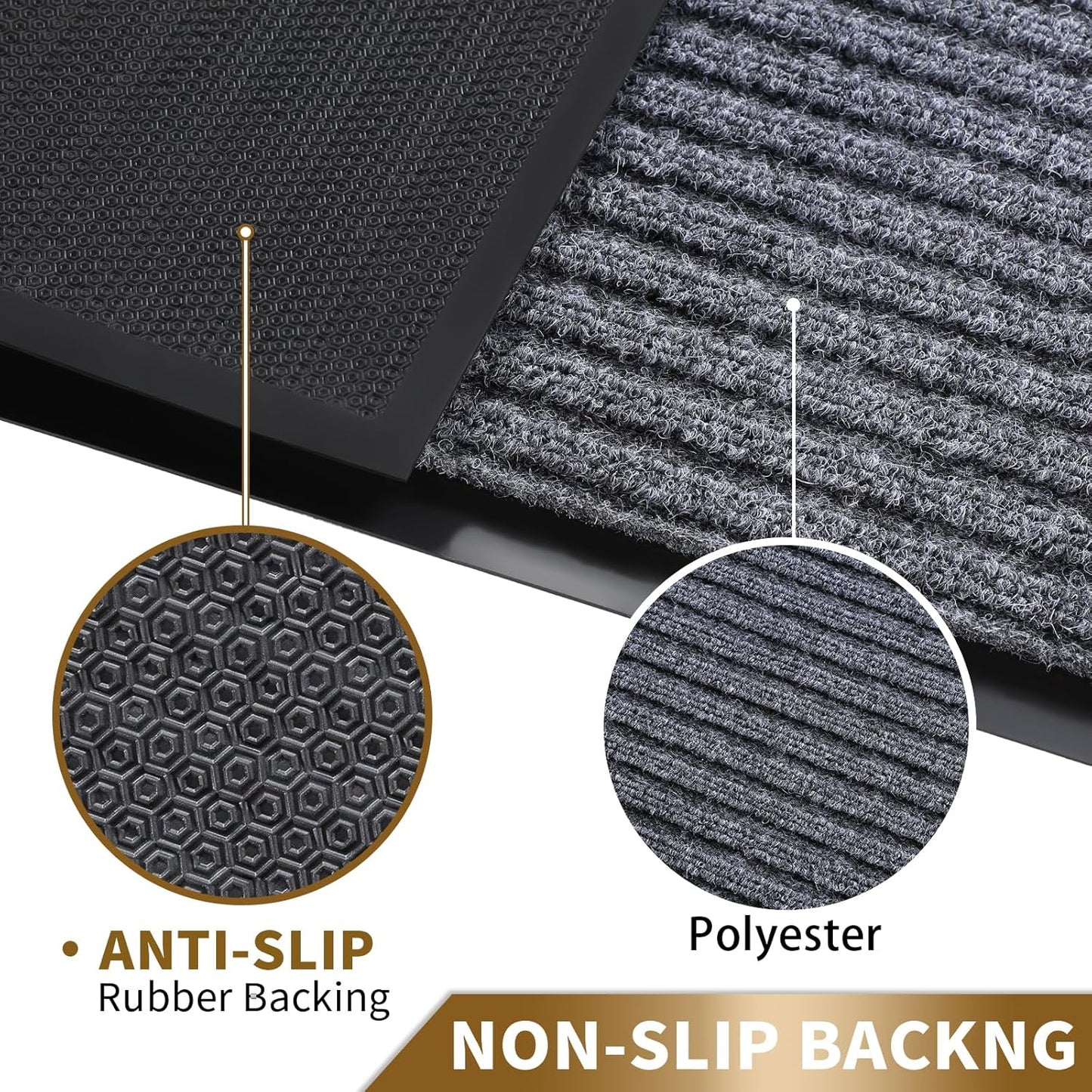 Yimobra Front Door Mat Outdoor Indoor Entrance, 100% Waterproof All-Season All Weather Doormat, Welcome Matt Outside Entry, Non Slip, Low Profile, Heavy Duty Patio Porch Floor Mats,47 x 32,Gray White