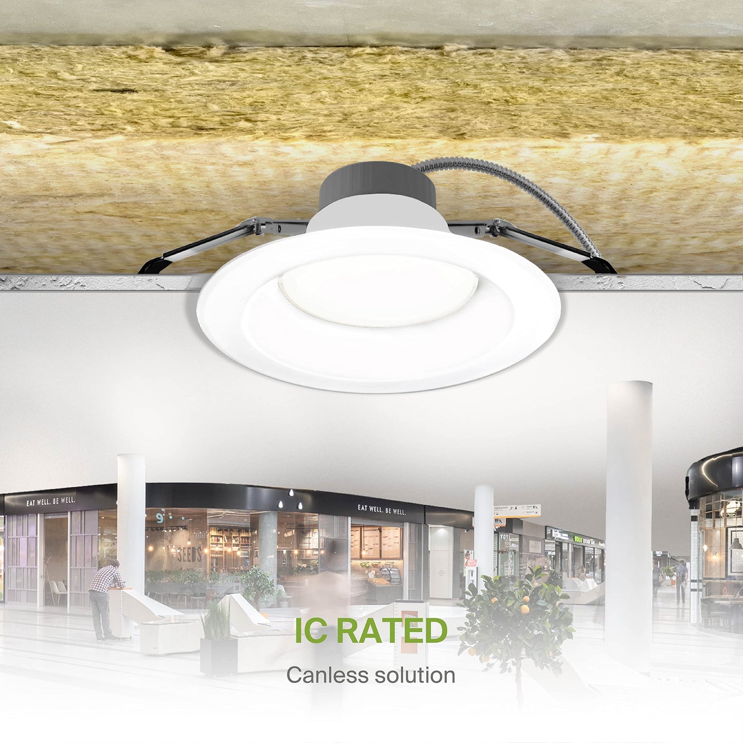 Asd 9/10 Inch Commercial Canless Led Downlight  Power Adjustable 20/30/40W Lighting  Round Dimmable Recessed Ceiling Light Fixture  5 Cct 2700K-5000K  120-277V Ic Rated Ul & Energy Star
